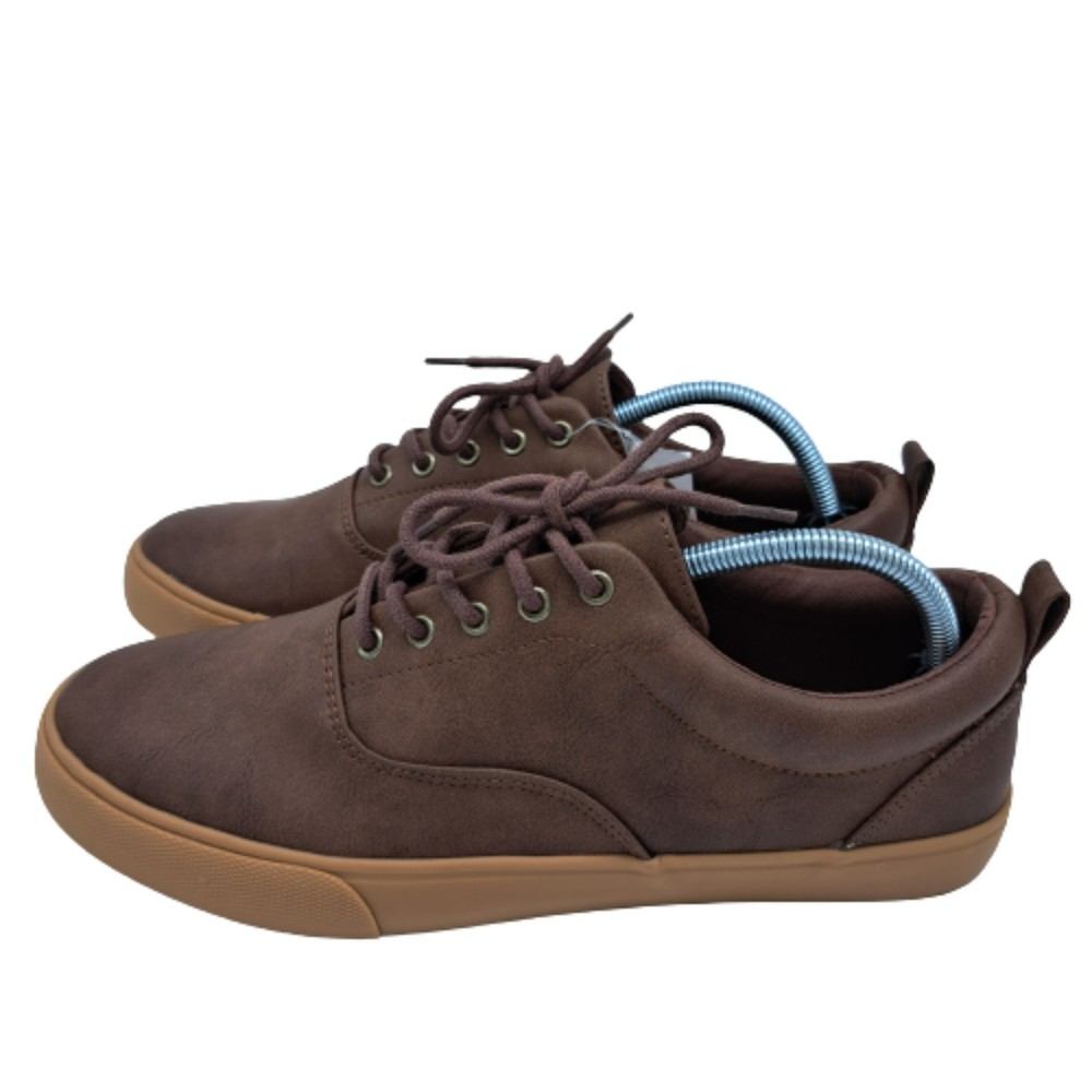 Goodfellow Mens Size 9.5 Brady Low Top Sneakers Brown Faux Leather Casual NWT